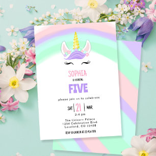 Cute Rainbow Unicorn Birthday Kaart