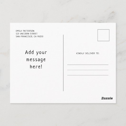 Cute Rainbow Unicorn Birthday Party Invitation Briefkaart (Achterkant)