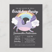 Cute Rainbow Unicorn Birthday Party Invitation Briefkaart (Voorkant)