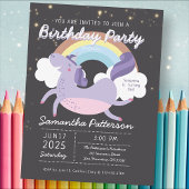 Cute Rainbow Unicorn Birthday Party Invitation Briefkaart