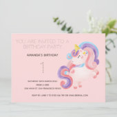 Cute Rainbow Unicorn Birthday Party Invitation Kaart (Staand voorkant)