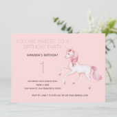 Cute Rainbow Unicorn Birthday Party Invitation Kaart (Staand voorkant)