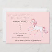 Cute Rainbow Unicorn Birthday Party Invitation Kaart (Voorkant)