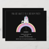 Cute Rainbow Unicorn Birthday Party Invitation Kaart (Voorkant / Achterkant)