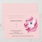 Cute Rainbow Unicorn Birthday Party Invitation Kaart (Voorkant / Achterkant)