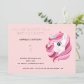 Cute Rainbow Unicorn Birthday Party Invitation Kaart (Staand voorkant)