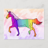 Cute Rainbow Unicorn Birthday Party Invitation Uitnodiging Briefkaart (Voorkant)