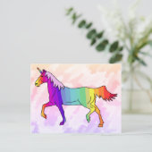 Cute Rainbow Unicorn Birthday Party Invitation Uitnodiging Briefkaart (Staand voorkant)