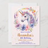 Cute Rainbow Unicorn Birthday Party Kaart (Voorkant)