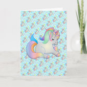 Cute Rainbow Unicorn Custom Message Sjabloon Card (Voorkant)