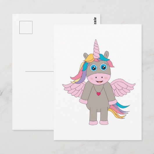 Cute Rainbow Unicorn Design Briefkaart (Voorkant / Achterkant)