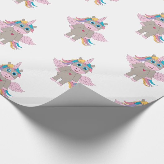 Cute Rainbow Unicorn Design Cadeaupapier (Hoek)