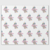 Cute Rainbow Unicorn Design Cadeaupapier (Vlak)