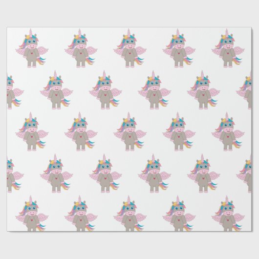 Cute Rainbow Unicorn Design Cadeaupapier (Vlak)