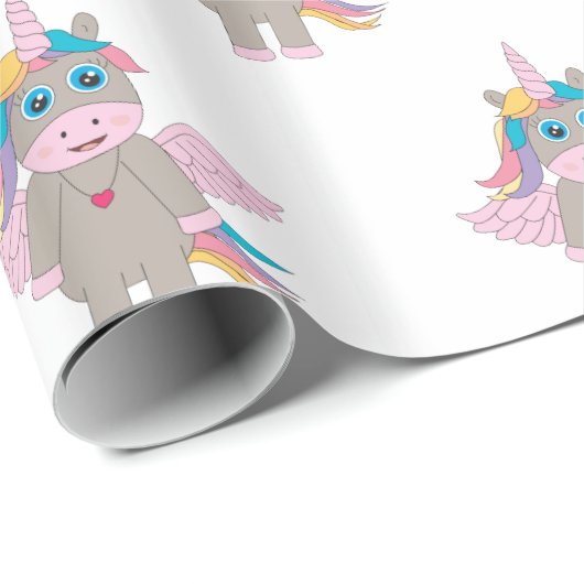 Cute Rainbow Unicorn Design Cadeaupapier (Rol Hoek)
