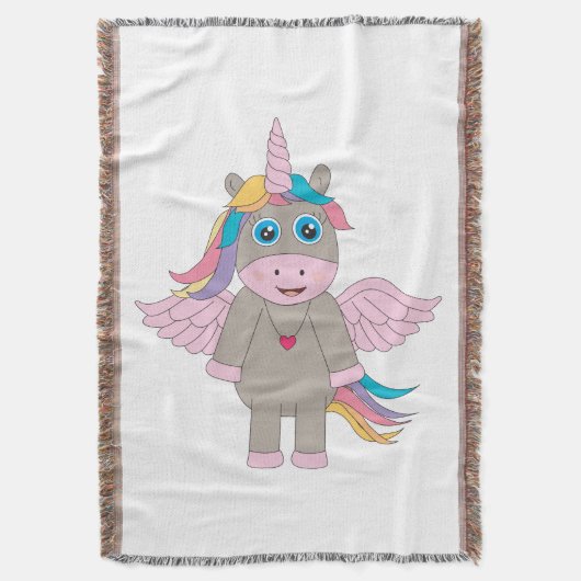 Cute Rainbow Unicorn Design Deken (Voorkant Verticaal)