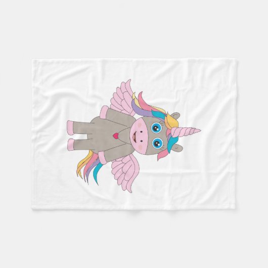 Cute Rainbow Unicorn Design Fleece Deken (Voorkant (Horizontaal))
