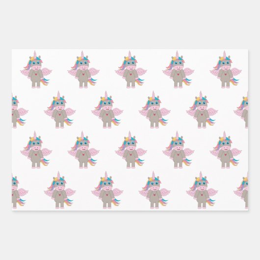 Cute Rainbow Unicorn Design Inpakpapier Vel (Voorkant)