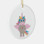 Cute Rainbow Unicorn Design Keramisch Ornament (Rechts)