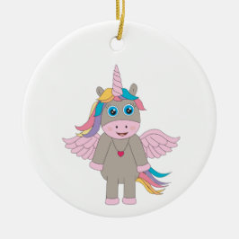 Cute Rainbow Unicorn Design Keramisch Ornament