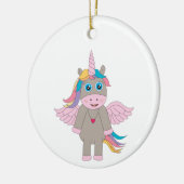 Cute Rainbow Unicorn Design Keramisch Ornament (Links)