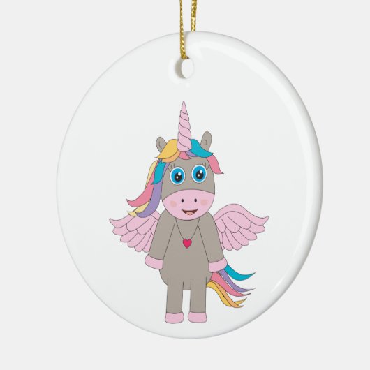 Cute Rainbow Unicorn Design Keramisch Ornament (Links)