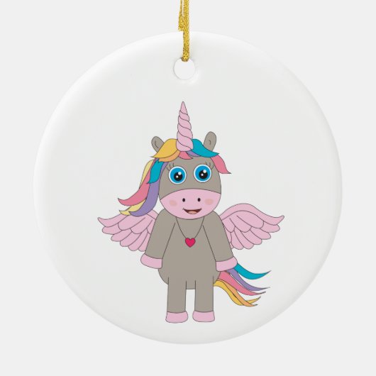 Cute Rainbow Unicorn Design Keramisch Ornament (Achterkant)