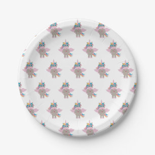 Cute Rainbow Unicorn Design Papieren Bordje