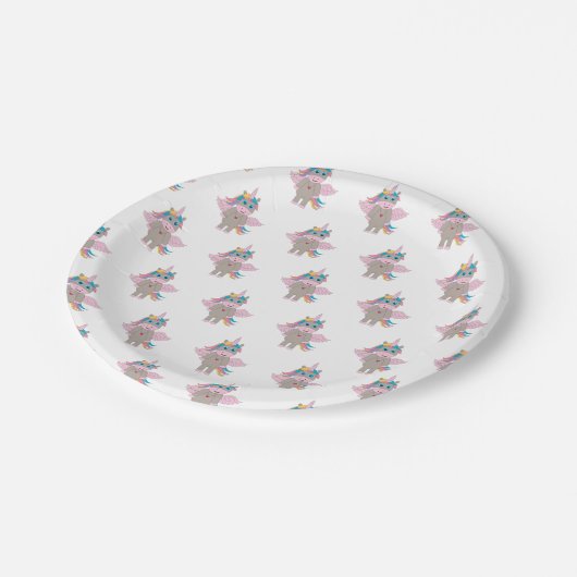 Cute Rainbow Unicorn Design Papieren Bordje (Gekanteld)