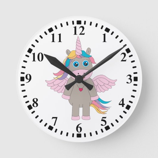 Cute Rainbow Unicorn Design Ronde Klok (Voorkant)