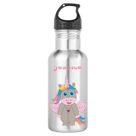 Cute Rainbow Unicorn Design School Waterfles (Voorkant)