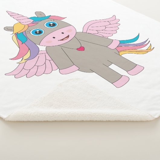 Cute Rainbow Unicorn Design Sherpa Deken (3/4)