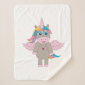 Cute Rainbow Unicorn Design Sherpa Deken (Voorkant)