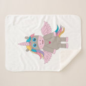 Cute Rainbow Unicorn Design Sherpa Deken (Voorkant (horizontaal))
