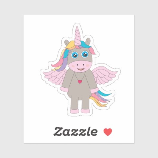 Cute Rainbow Unicorn Design Sticker (Vel)
