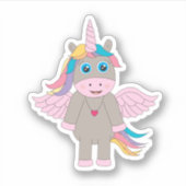 Cute Rainbow Unicorn Design Sticker (Voorkant)