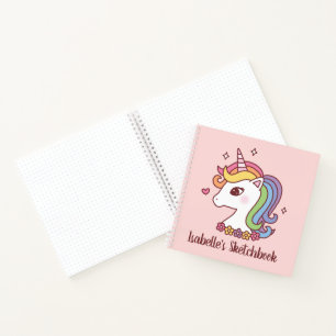 Cute Rainbow Unicorn Doodle Girls Sketchbook Notitieboek