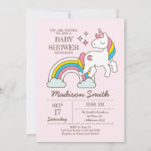 Cute Rainbow Unicorn en Sparkles Baby shower Kaart (Voorkant)