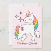 Cute Rainbow Unicorn en Sparkles Baby shower Kaart (Achterkant)