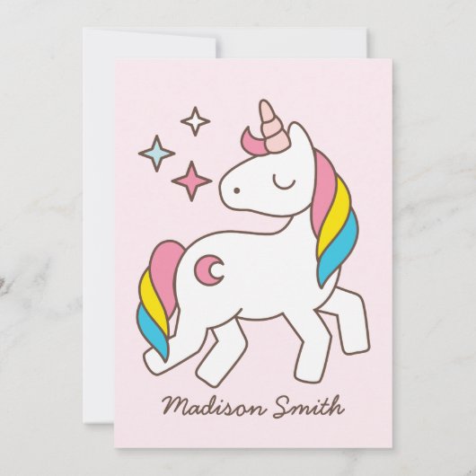 Cute Rainbow Unicorn en Sparkles Baby shower Kaart (Achterkant)