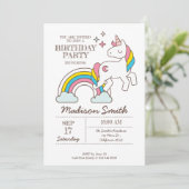 Cute Rainbow Unicorn en Sparkles Birthday Kaart (Staand voorkant)