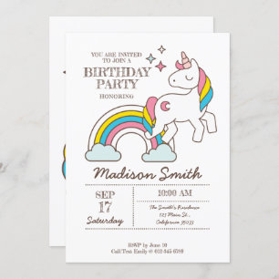 Cute Rainbow Unicorn en Sparkles Birthday Kaart