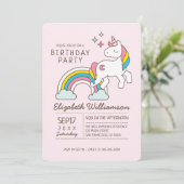 Cute Rainbow Unicorn en Sparkles Birthday Kaart (Staand voorkant)