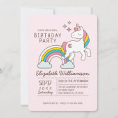 Cute Rainbow Unicorn en Sparkles Birthday Kaart (Voorkant)