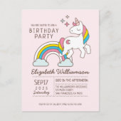 Cute Rainbow Unicorn en Sparkles Birthday Uitnodiging Briefkaart (Voorkant)