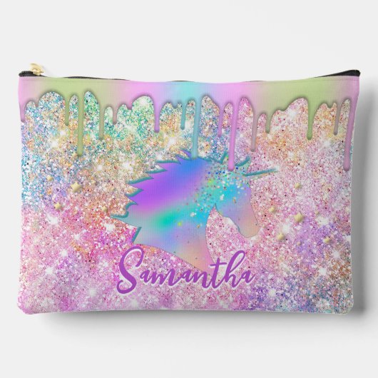 Cute Rainbow unicorn faux Glitter stars Monogram Etui (Voorkant)
