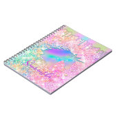 Cute Rainbow unicorn faux Glitter stars Monogram Notitieboek (Linkerzijde)