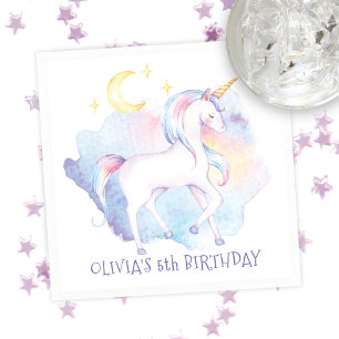 Cute Rainbow Unicorn Girl's Birthday Party Servet