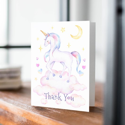 Cute Rainbow Unicorn Girl's verjaardag Dank je