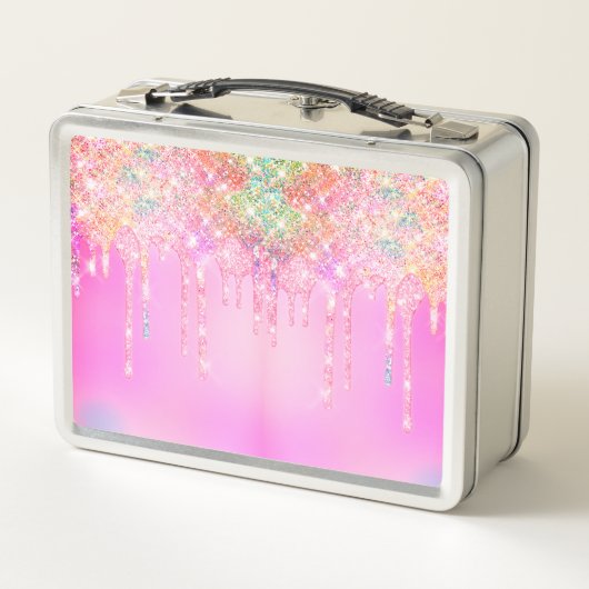 Cute Rainbow unicorn Glitter drips pink custom (Achterkant)